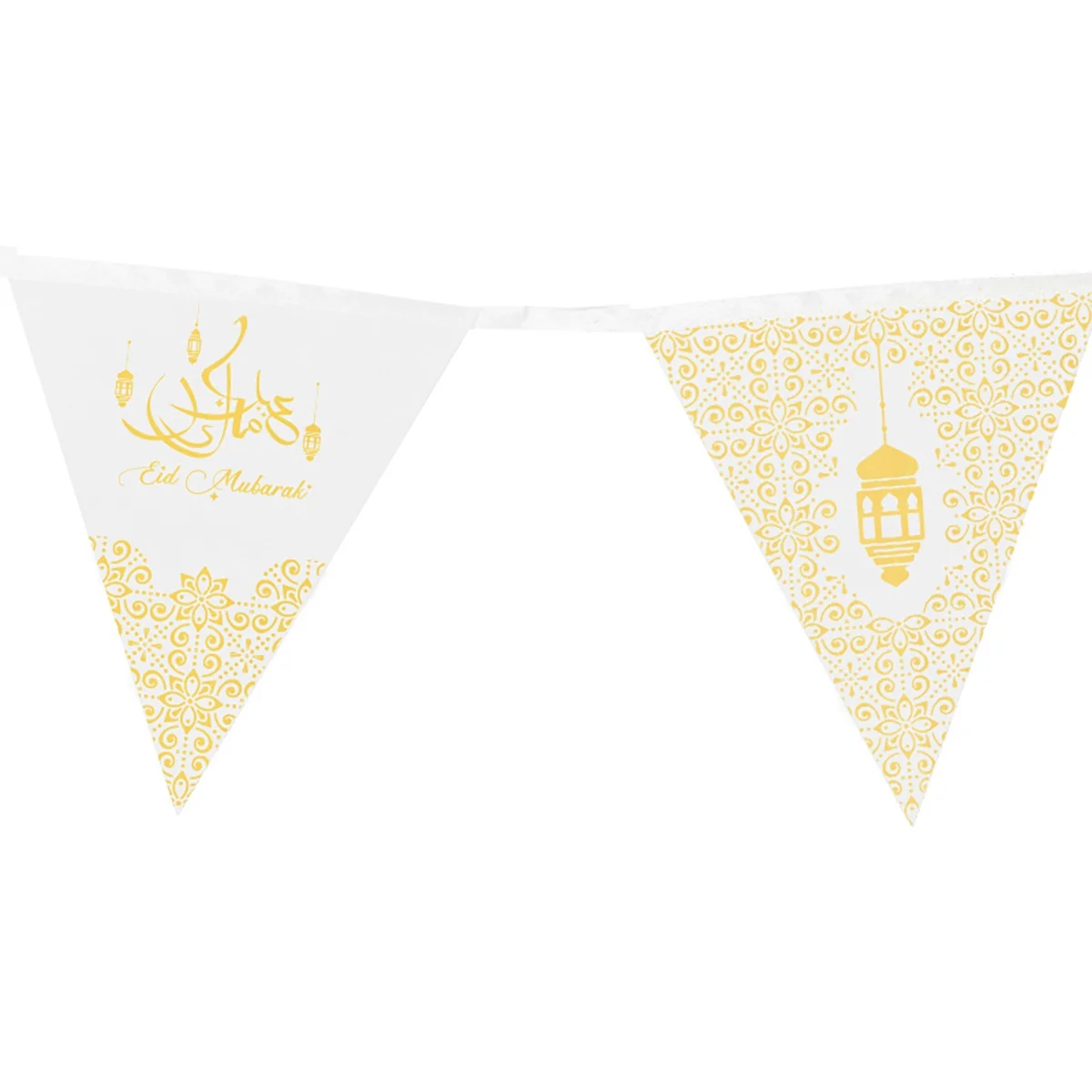 Eid triangle flag bunting - one of the three product families in the mixed-order example