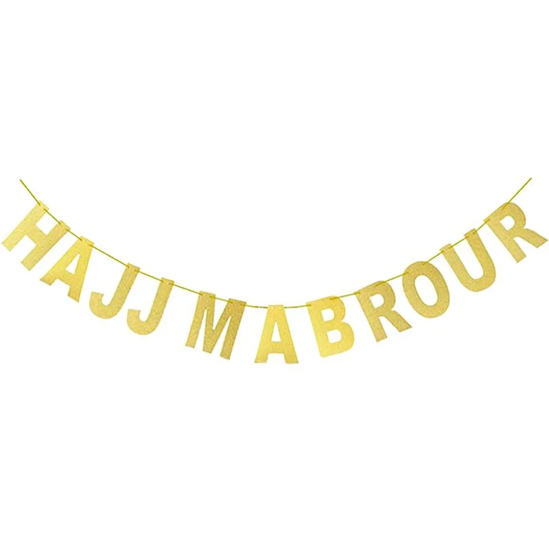 Hajj Glitter Lettering Garland Gold 300cm — front view