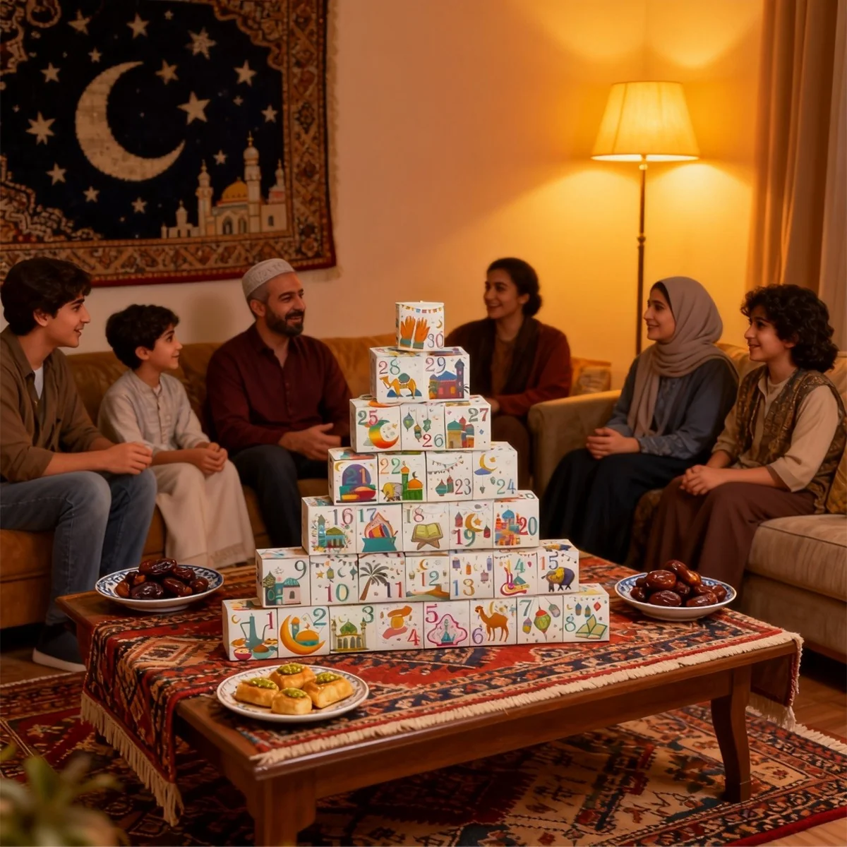 DIY Eid Countdown Calendar Boxes Set — angle view
