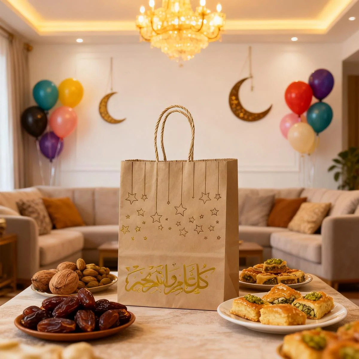 Gold Foil Islamic Festive Kraft Gift Paper Bag - M — packaging