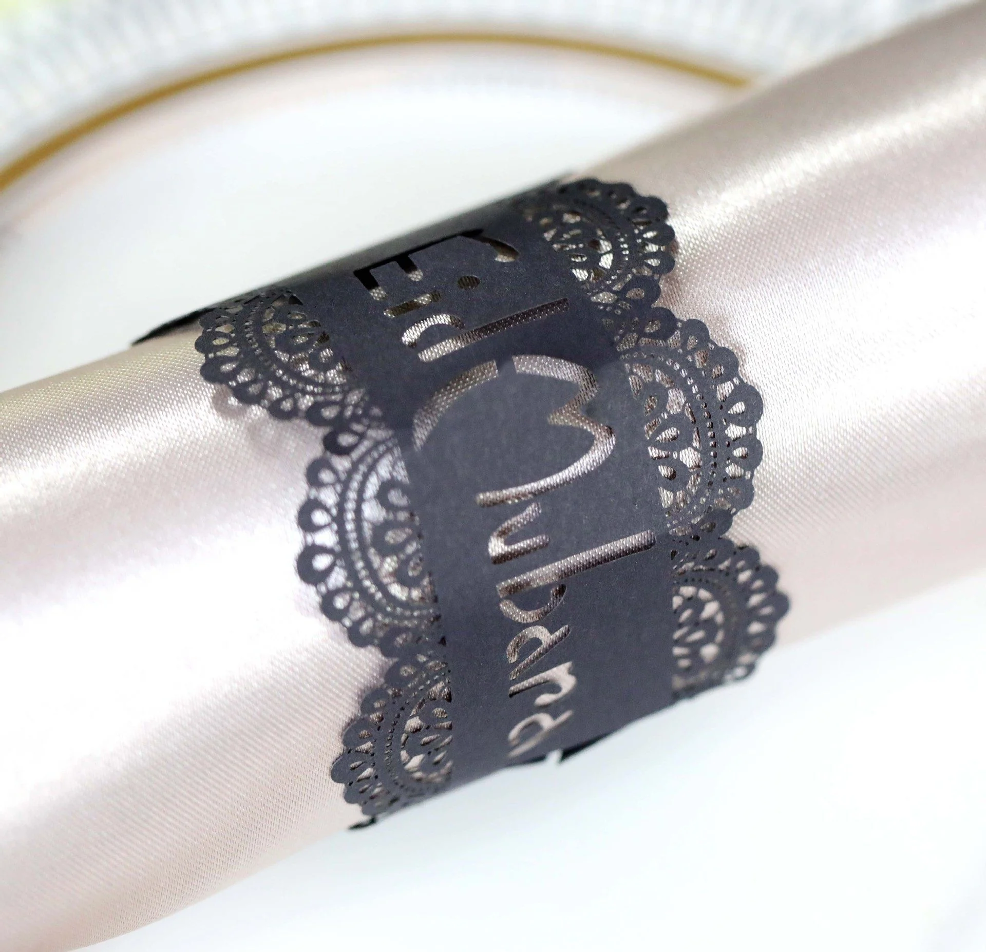 Eid Napkin Ring - Black, 8 Pieces (631343)