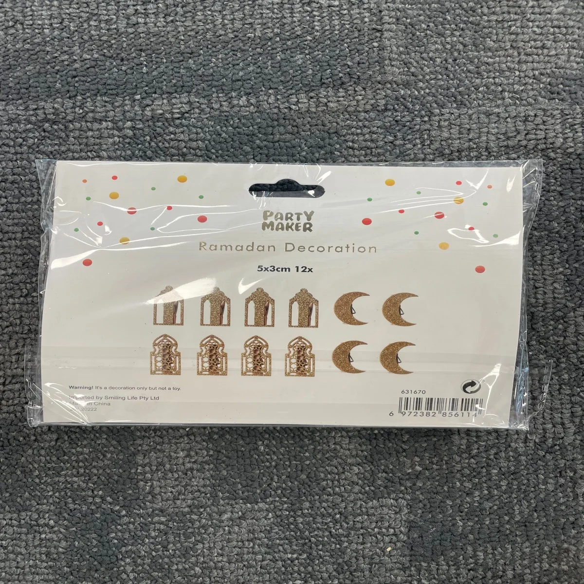 Ramadan Wood Glitter Clip 12ct Gold (631670)