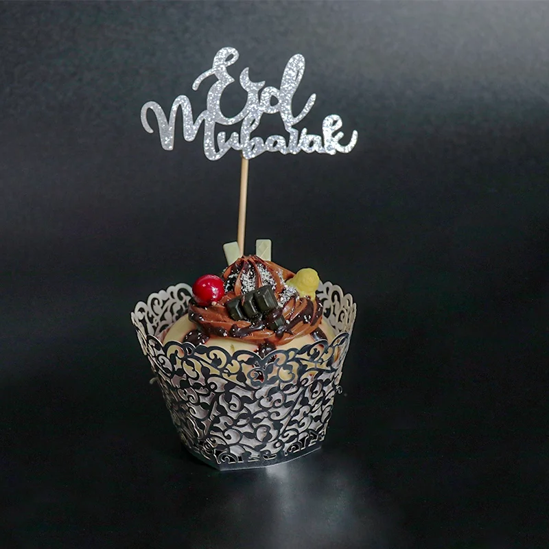 Eid Cup Cake Wrap and Topper Silver (640015)