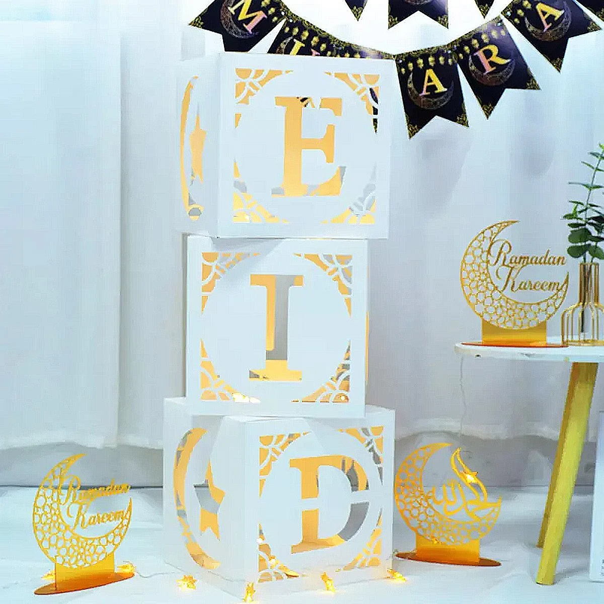 Eid Paper Box with LED light 1 set 3pcs (641173)