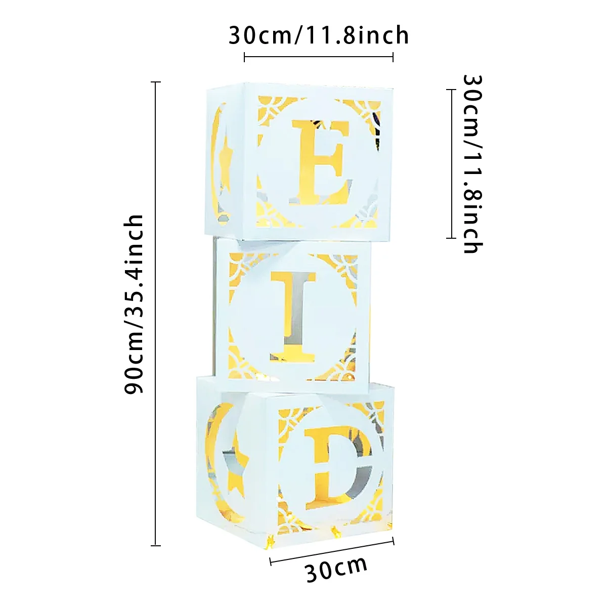 Eid Paper Box with LED light 3pcs — detail