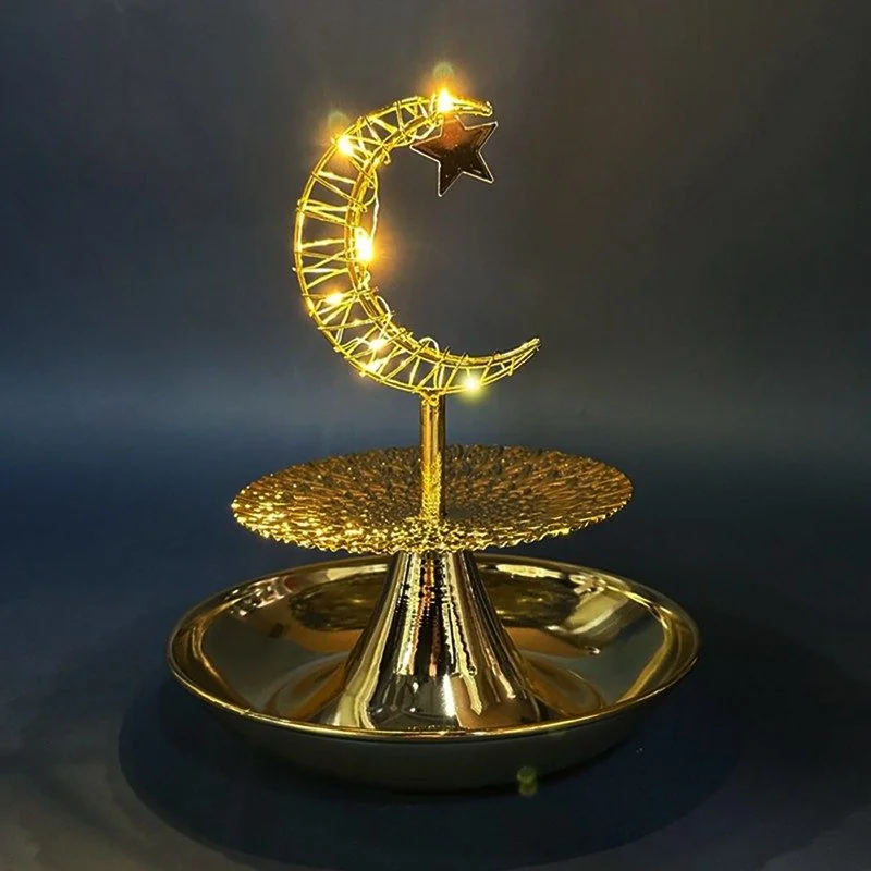 2 Tier Ramadan Serving Trays with Moon LED Light 24pcs (641320)