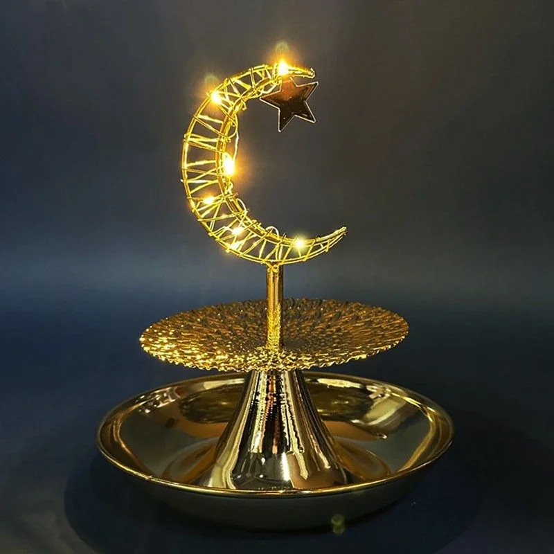 2 Tier Ramadan Serving Tray with Moon LED Light 36pcs (641321)