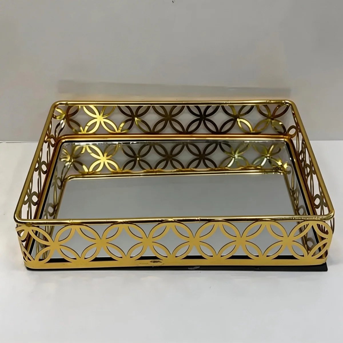 EID Golden Mirror Rectangle Serving Tray 48pcs (642056)