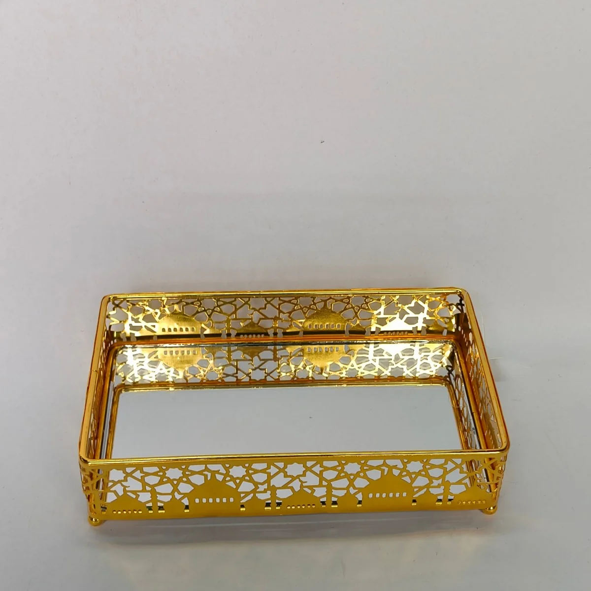 EID Golden Mirror Rectangle Serving Tray 60pcs — size reference