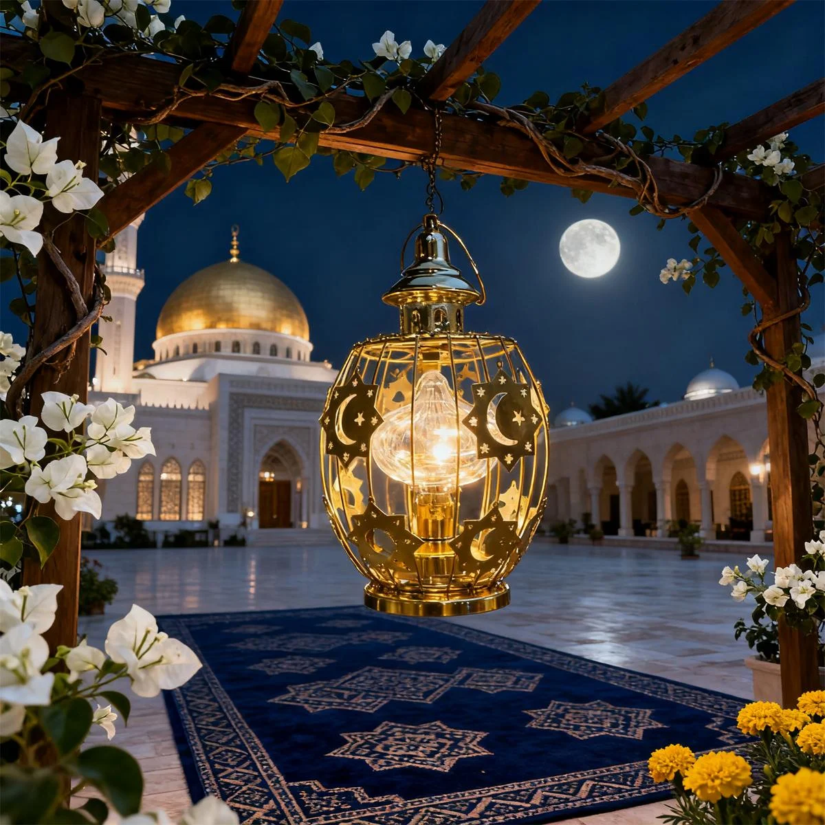 Gold Moon & Star Lantern — detail
