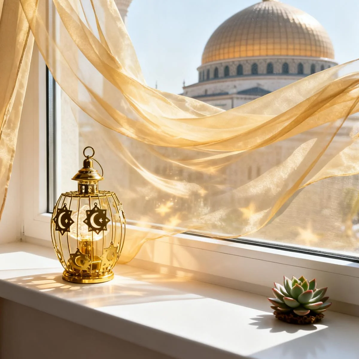 Gold Moon & Star Lantern — angle view