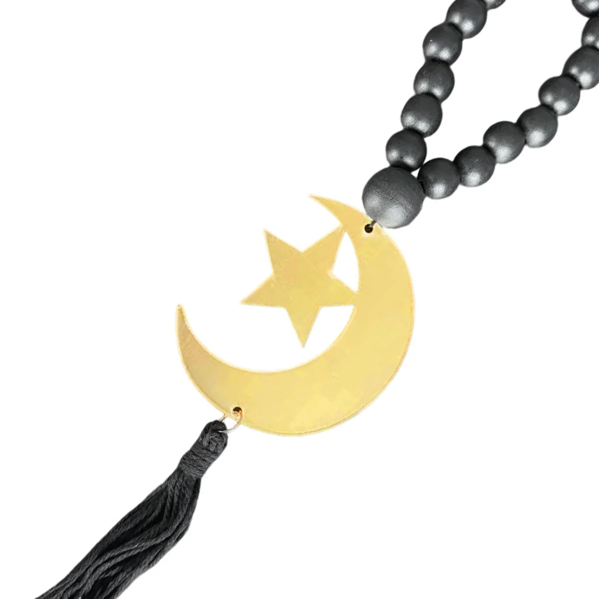 Moon Star Wooden Bead Wall Hanging — angle view