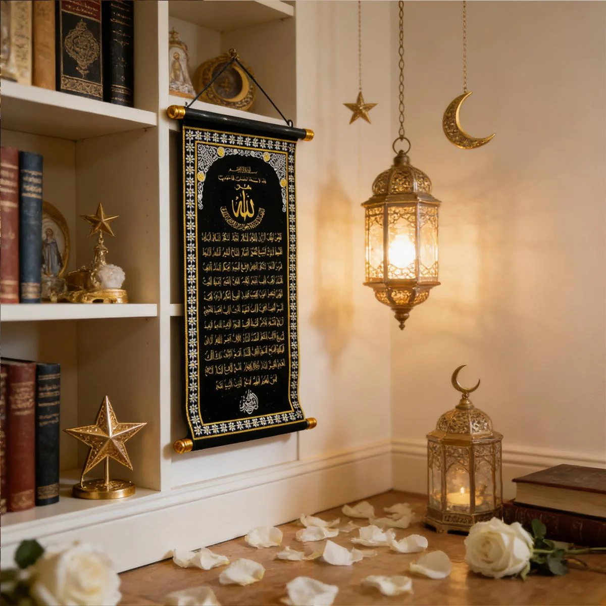 Black and Gold Islamic Scroll Banner black gold scroll banner — packaging