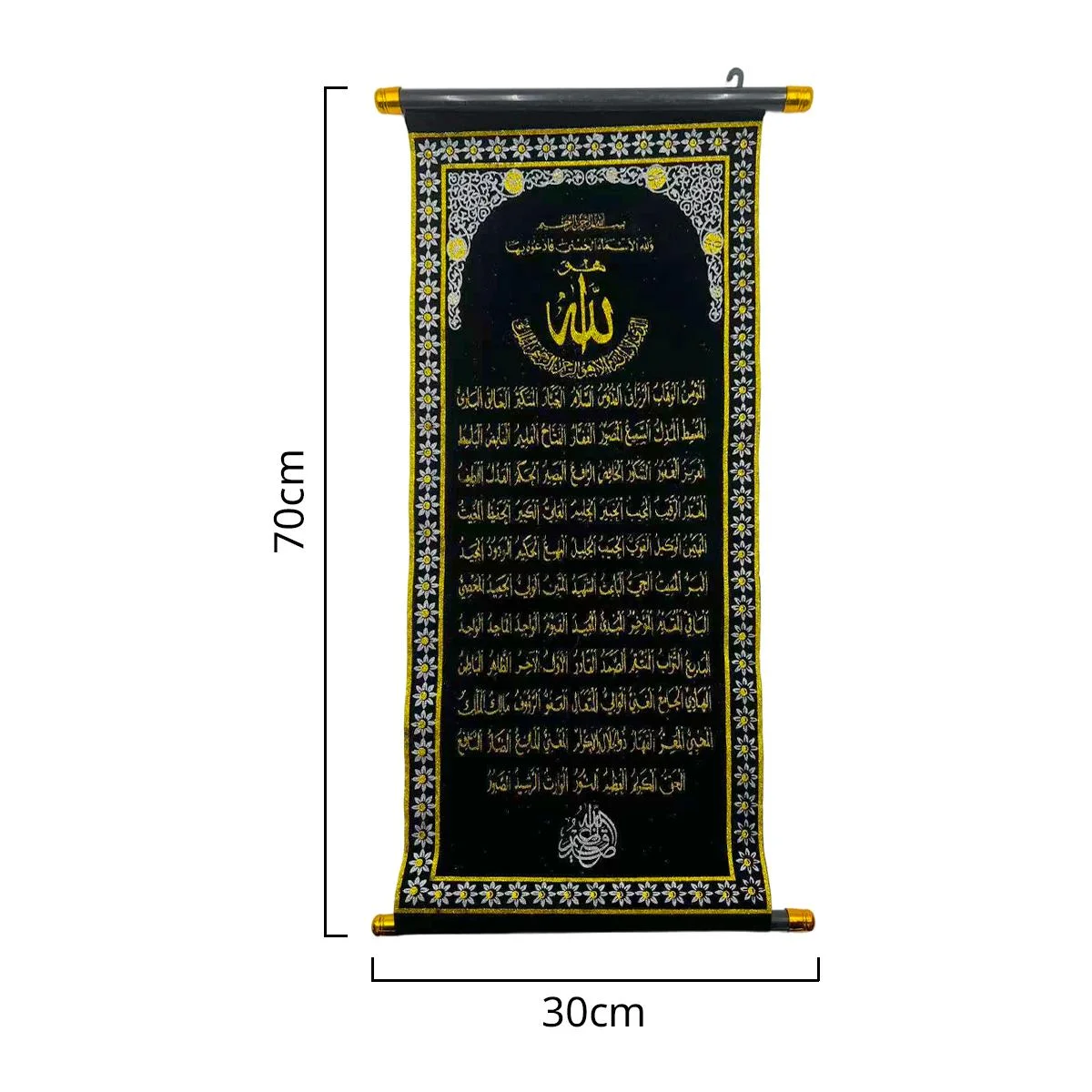 Black and Gold Islamic Scroll Banner black gold scroll banner — angle view