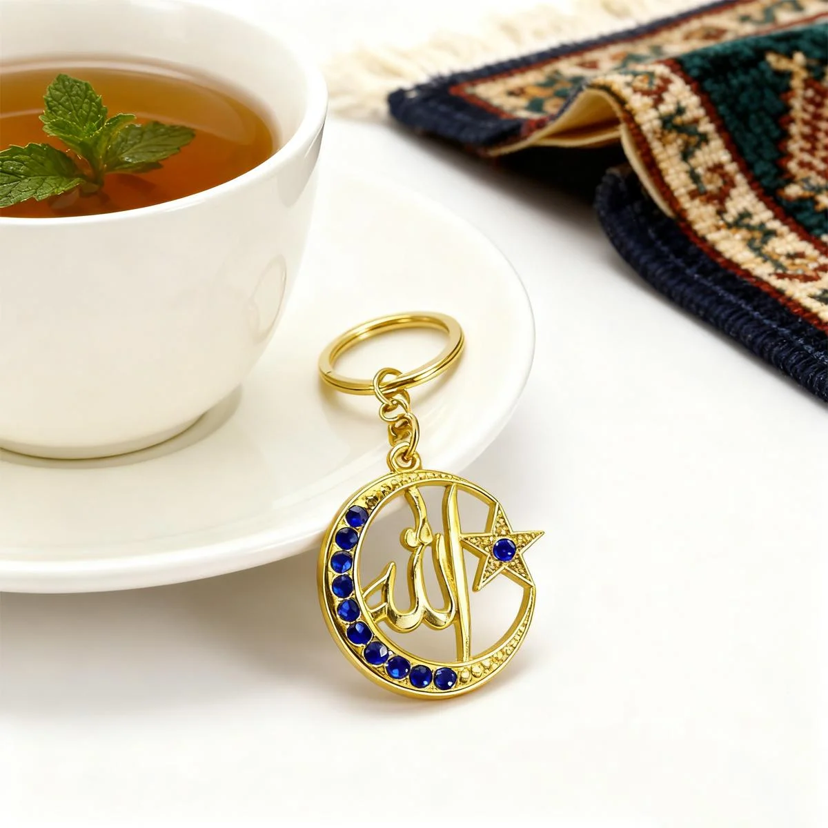 Islamic Keychain gold pendant — size reference