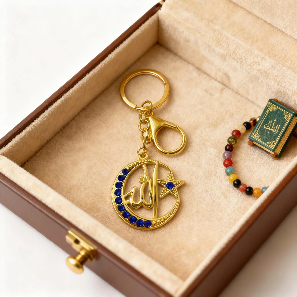 Islamic Keychain gold pendant — angle view