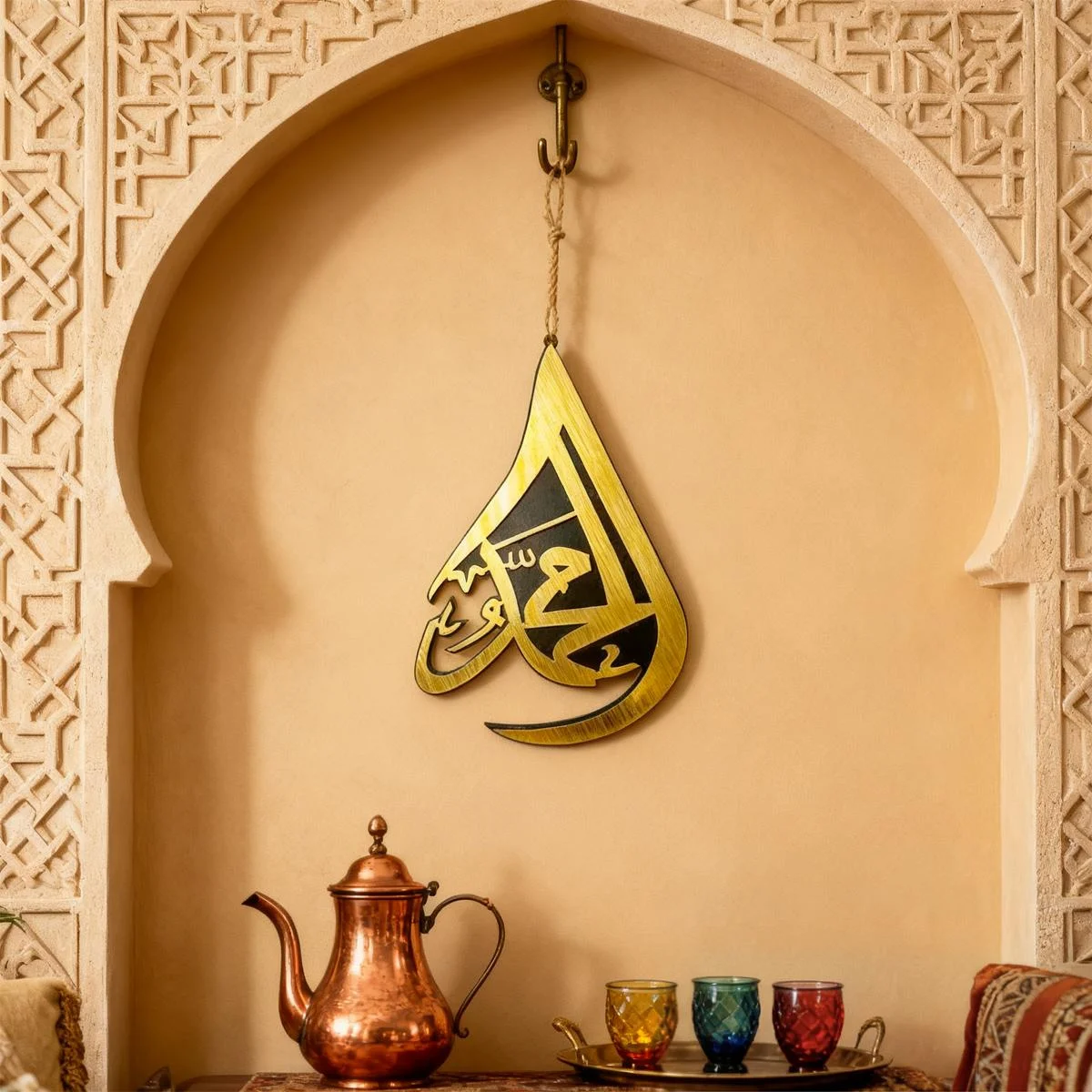Gold Islamic Wall Art Teardrop Pendant — packaging