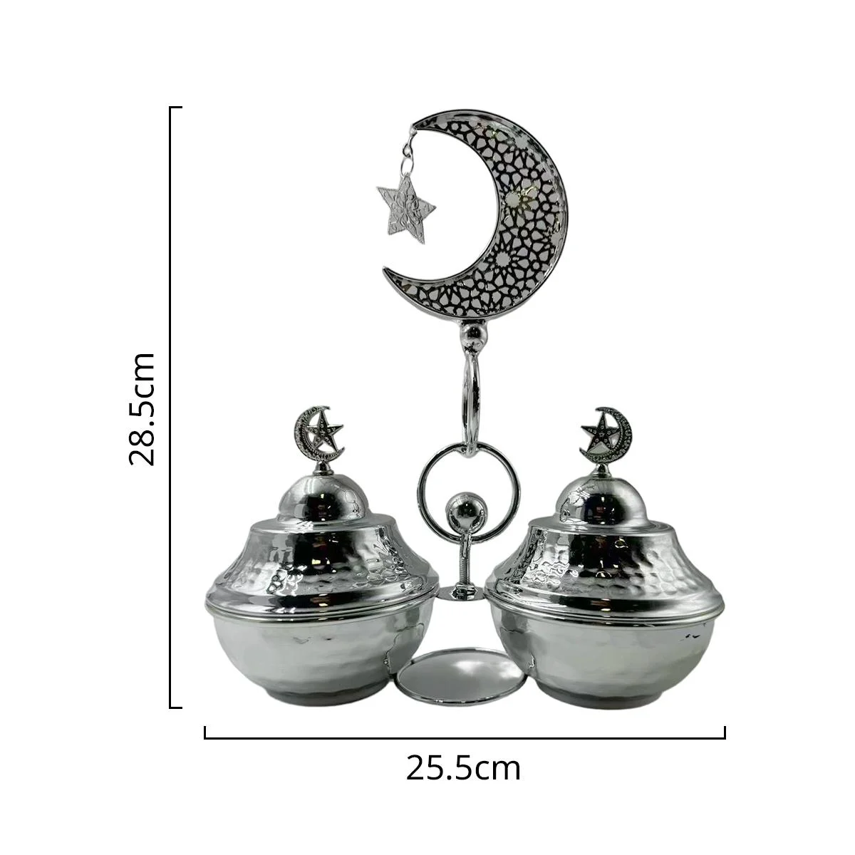 Silver Moon & Star LED Light Double Candy Jar — size reference