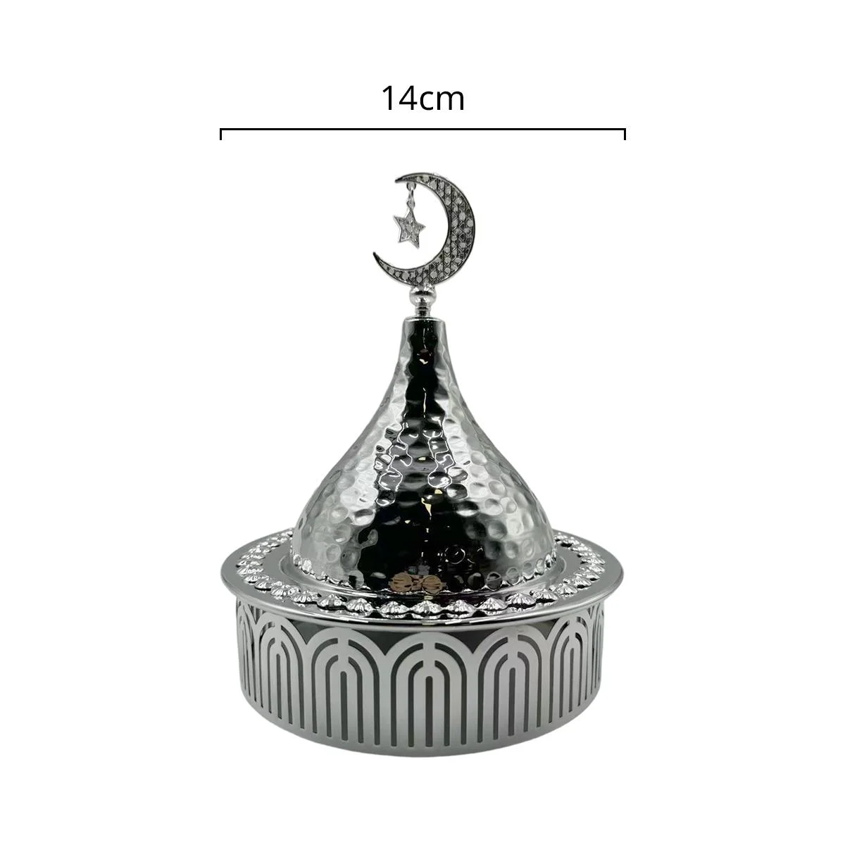 Silver Islamic Crescent Jar — size reference