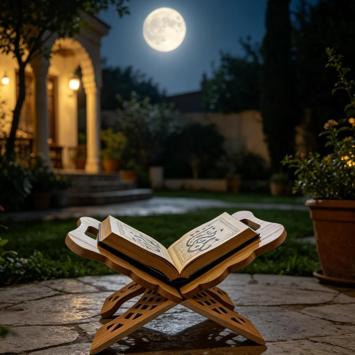 Islamic Quran Wooden Stand — front view