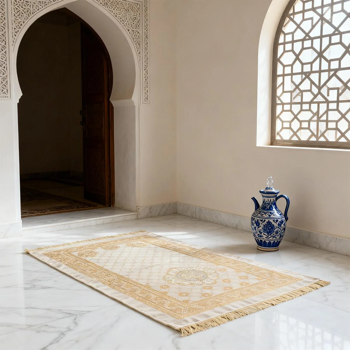 Prayer Mat with Tasbih Prayer Beads — size reference