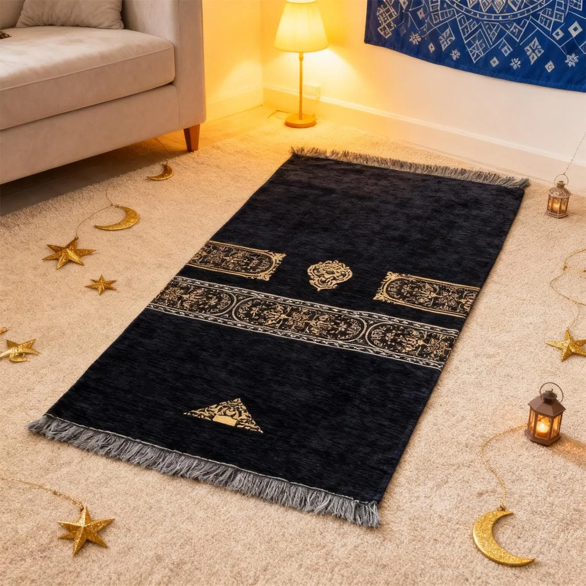 Prayer Mat black tube prayer mat — front view