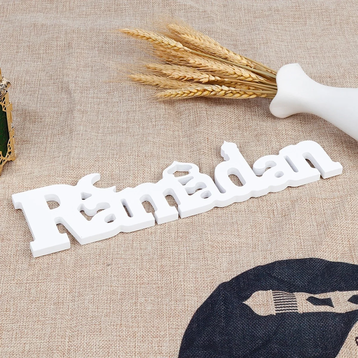 Wood Lettering Ornament Ramadan White (650075)