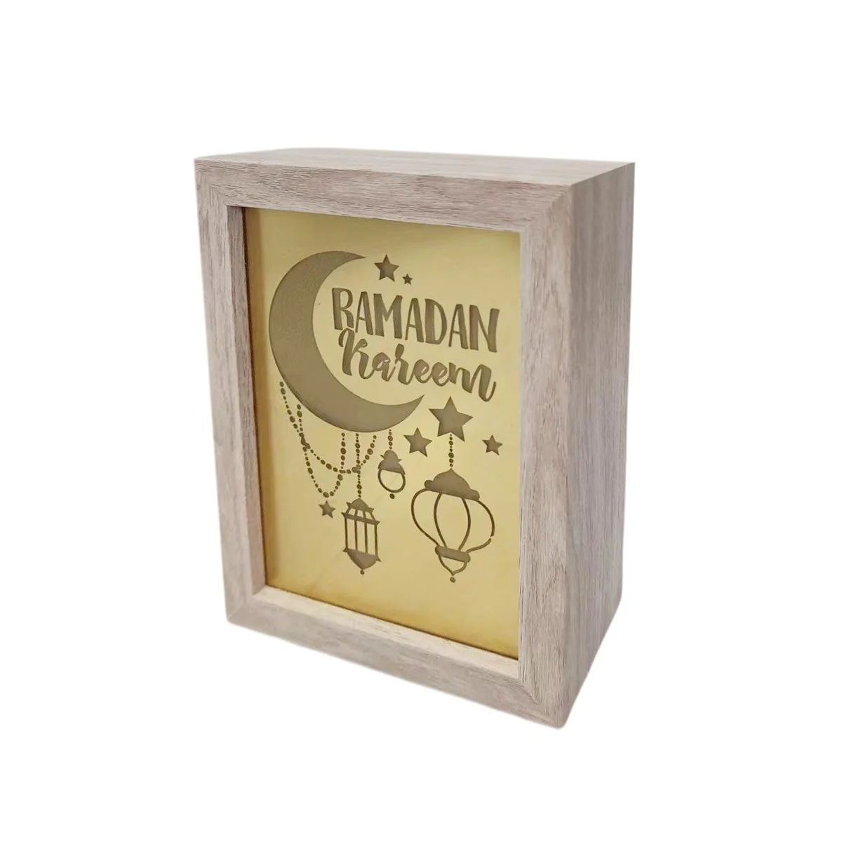 Ramadan Light Box Ornament Gold LED — contents
