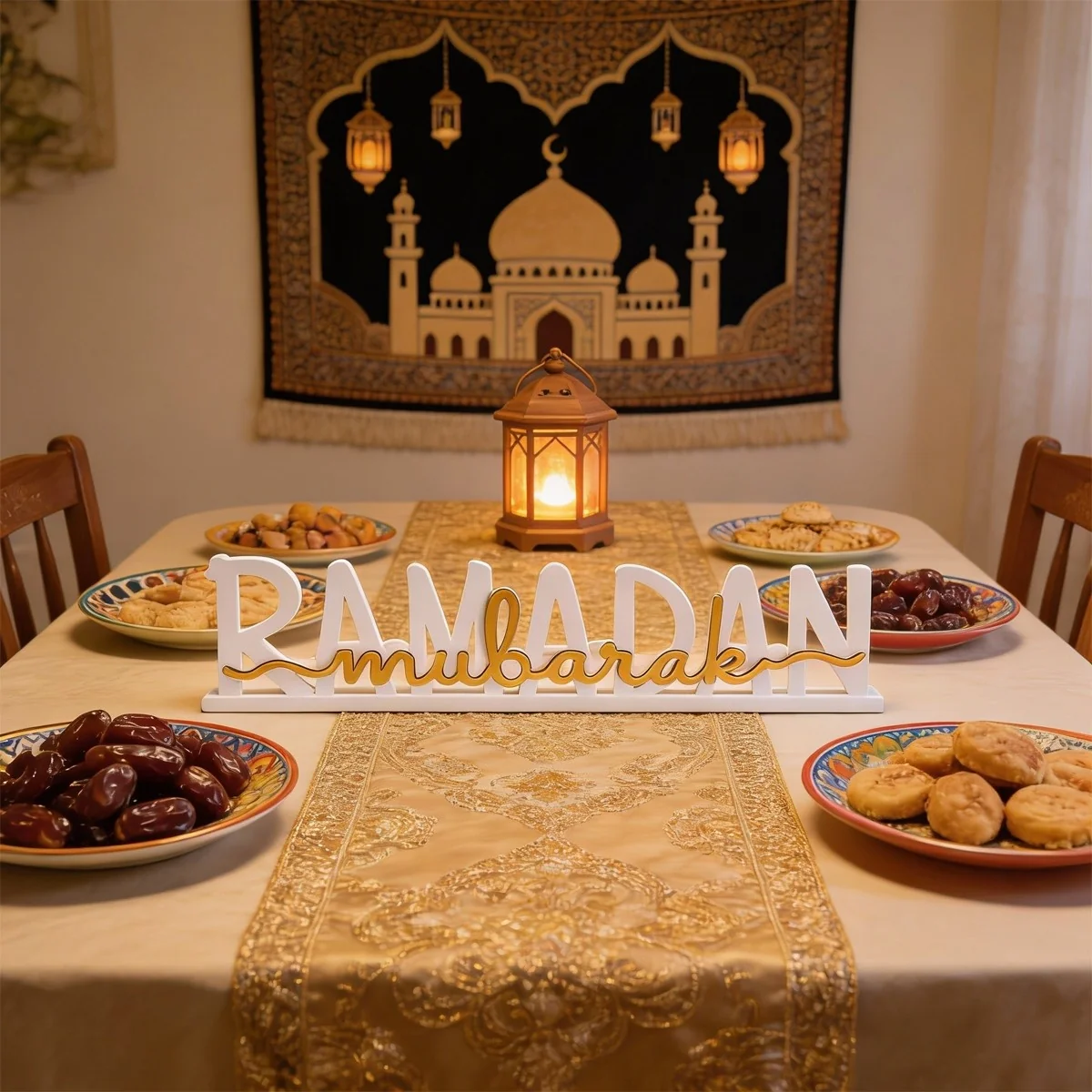 Ramadan Mubarak Wooden Decoration 1pcs (651085)