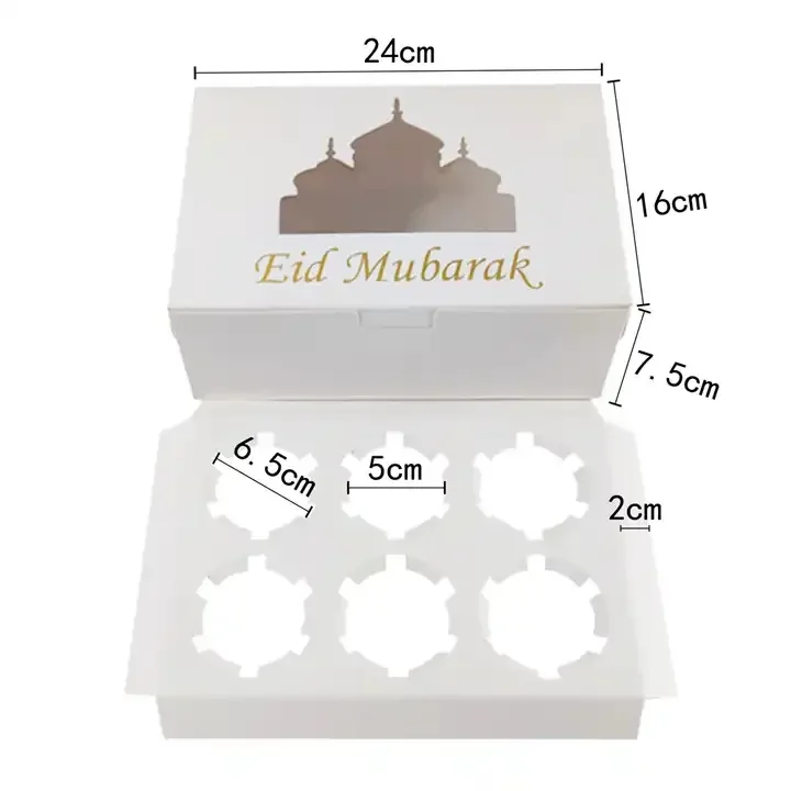 Eid 6 hole Cupcake Box 2pcs — packaging