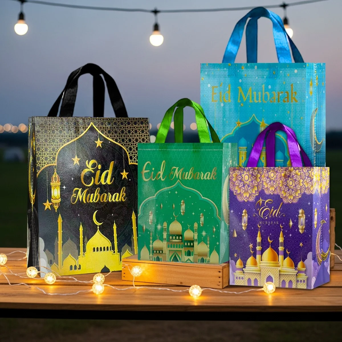 Ramadan gift bag - 4 pieces
Black large + Blue large + Green small + Purple small (653313)
