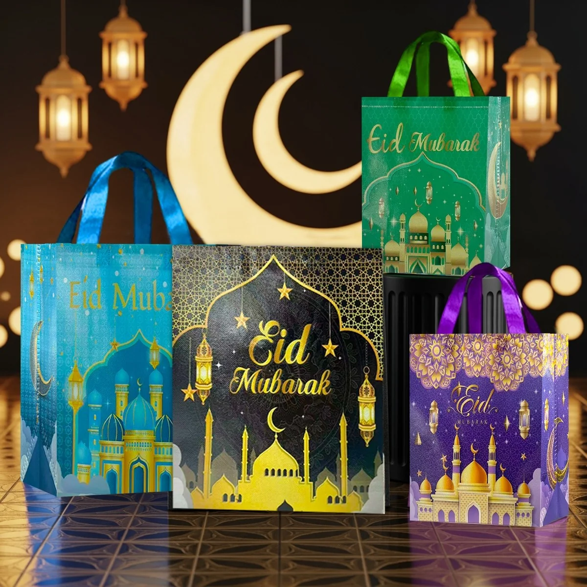 Ramadan gift bag - 4 pieces Black large + Blue large + Green small + Purple small — detail
