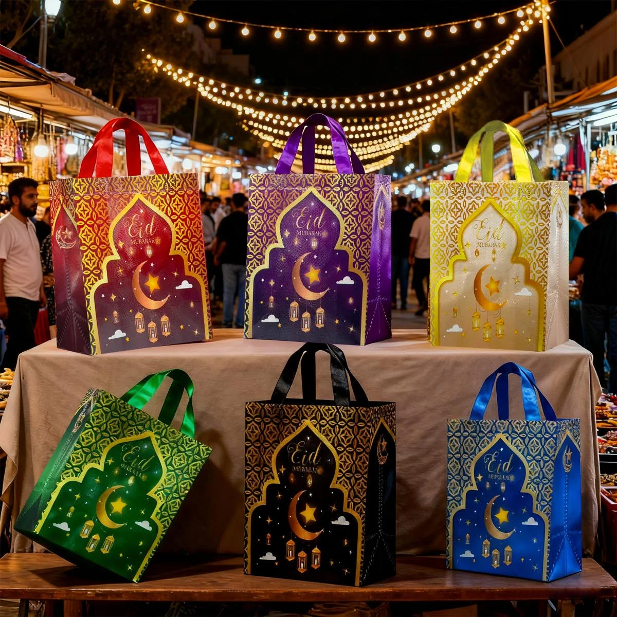 Ramadan Gift Bags - 12pcs 5024 Series, 2 of each of the six colors 29*27*12 — detail