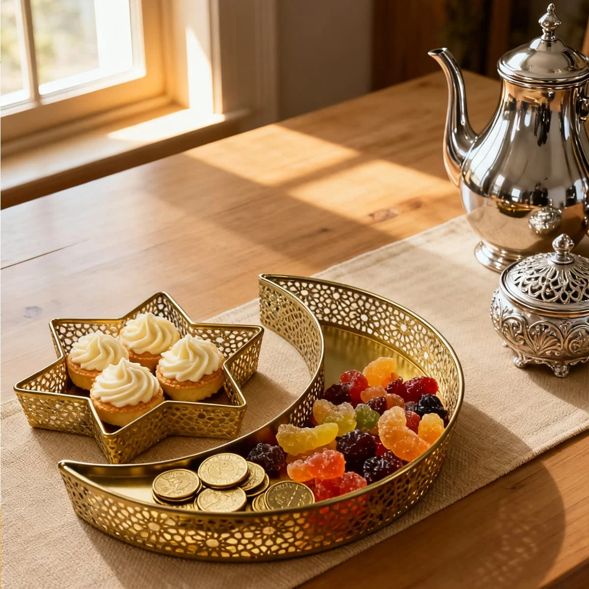 star moon metal plates 2pcs — angle view